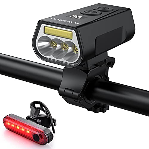 Bright Eyes 1800 Lumen Bicycle Light Set Super Bright Headlight w/Quad Cree Technology and Light Weight Military Grade Nylon Shell-Free USB Rechargeable Taillight for a Limited Time The Stamina
